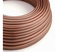 LEDSONE 5m Fabric Electrical Wire Rose Gold 2 Conductors Braided Light Cable 16.4ft Vintage 2 Core Round Lamp Cable 18 Gauge for Pendant Light Bulb Industrial DIY Project.