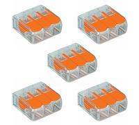 LEDSONE 5pcs Lever Nut Wire Connectors Electrical 3 Port Terminal Block Spring Wire Push Clamp Quick Compact Splicing Connectors for Circuit Inline, Flame retardant