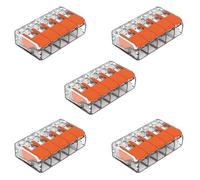 LEDSONE 5pcs Lever Nut Wire Connectors Electrical 3 Port Terminal Block Spring Wire Push Clamp Quick Compact Splicing Connectors for Circuit Inline, Flame retardant