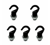 LEDSone 5PCS Mini Ceiling Hook Antique Carving Safety Buckle Design Q-Hanger M10 Screw and Nut Hook Ring 10mm Cord Grip Mount Ceiling Rose Hooks (Hook, Black)