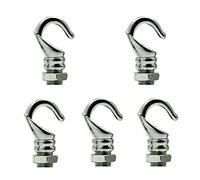 LEDSone 5PCS Mini Ceiling Hook Antique Carving Safety Buckle Design Q-Hanger M10 Screw and Nut Hook Ring 10mm Cord Grip Mount Ceiling Rose Hooks for Garden Home Office Kitchen Bedroom (Hook, Chrome)
