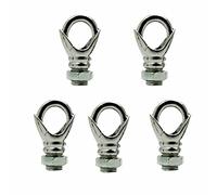 LEDSone 5PCS Mini Ceiling Hook Antique Safety Buckle Design Q-Hanger M10 Screw and Nut Ring 10mm Cord Grip Mount Ceiling Rose Hooks for Garden Office Kitchen Bedroom Outside (Hook Ring, Chrome)