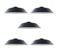LEDSone 5PCS Retro Style Black Inner White Metal Easy Fit Ceiling Pendant Light Shade, 26cm Industrial Vintage Look Lamp Shade (Free Reducer Plate)