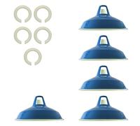 LEDSone 5PCS Retro Style Blue Metal Easy Fit Ceiling Pendant Light Barn Shade, 30cm Industrial Vintage Look Lamp Shade (Free Reducer Plate)