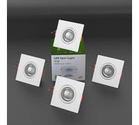 LEDSone 5W Square LED Downlights 550 lm Ultra-Slim Recessed Ceiling Spotlights Dimmable Adjustable Tilt Cool White 6000K for Bedroom Kitchen & Living Room(4 Pack)