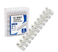 LEDSone 6 Amp Choc Block Connector 12 Way Terminal Block Strip, Clear Electrical Wire Connector, Dual Row Screw Terminal Connector, 5 Pack