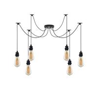 LEDSone 6-Arm Industrial Spider Chandelier Pendant Lighting Fixture - Black Adjustable DIY Ceiling Lamp with Hanging Lights for Kitchen, Dining Room, Restaurant, Bar, Balcony