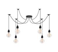 LEDSone 6-Arm Industrial Spider Chandelier Pendant Lighting Fixture - Black Adjustable DIY Ceiling Lamp with Hanging Lights for Kitchen, Dining Room, Restaurant, Bar, Balcony