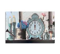 LEDSone 60x40cm Rectangular Nautical Wall Clock Vintage French Country Style Wall Clock with Floral Decor, Shabby Chic Home Decor Easy to Read Wall Clock for Bedroom Living Room (Style 05)