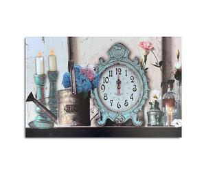 LEDSone 60x40cm Rectangular Nautical Wall Clock Vintage French Country Style Wall Clock with Floral Decor, Shabby Chic Home Decor Easy to Read Wall Clock for Bedroom Living Room (Style 05)