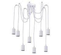 LEDSone 8-Head E27 Edison Industrial Spider Pendant Light Adjustable Ceiling Lamp Chandelier Fixture White - Modern Hanging Lamp for Dining Room, Kitchen, Bar, Cafe