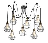 LEDSone 8 Heads Black Vase Cage Shade Ceiling Spider Lamp E27 Pendant Light Fixture Adjustable DIY Lighting Spider Ceiling Light Hanging Lamp for Dining Room,Kitchen Bedroom,Farmhouse