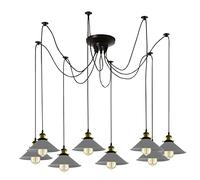 LEDSone 8 Heads Spider Pendant Light Industrial Metal Cone Shades with E27 Holder Adjustable DIY Vintage Hanging Ceiling Chandelier Lamp for Living Room Bedroom Bar Cafe