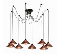 LEDSone 8 Heads Spider Pendant Light Industrial Metal Cone Shades with E27 Holder Adjustable DIY Vintage Hanging Ceiling Chandelier Lamp for Living Room Bedroom Bar Cafe