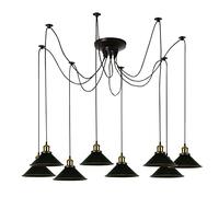 LEDSone 8 Heads Spider Pendant Light Industrial Metal Cone Shades with E27 Holder Adjustable DIY Vintage Hanging Ceiling Chandelier Lamp for Living Room Bedroom Bar Cafe