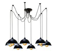 LEDSone 8 Heads Spider Pendant Light Industrial Metal Dome Shades with E27 Holder Adjustable DIY Vintage Hanging Ceiling Chandelier Lamp for Living Room Bedroom Bar Cafe