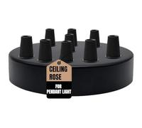 LEDSone Multi Out Black Ceiling Rose Perfect for Fabric Flex Cable, 120mm Metal Ceiling Light Fitting Plate with Accessories for Ceiling and Wall Lamp. (9 Outlet))