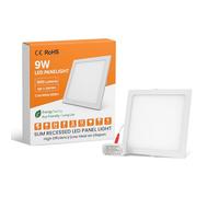 LEDSone 9W 900 Lumen Super Quality Suspended recessed 12cm x 12cm Square Bright LED Office Ceiling Panel Down Light Flat Tile Cool White Company lamp Shop Offices
