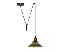 Ledsone Adjustable 195Cm Brushed Brass Single Head Ceiling Pendant Light E27 Bulb Base 60W Industrial Retro Lighting 110V-240V