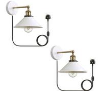LEDSone Adjustable Retro Plug in Wall Light, White, 2 Pack