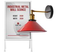 LEDSone Adjustable Wall Light, Vintage, E27 Socket, max. 60W, Retro Wall Lamp, Indoor Sconce, Bedside Wall Lights, Living Room Spotlight, Bedroom Light Sconce, 22 x10 cm, Red