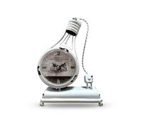 LEDSone Alarm Table Clock 24.5cm - Light Bulb Desk Clock with Silent Quartz Movement | Vintage Mantel Clock for Home, Office, Bedroom, Living Room& Café Décor - Battery Operated Aanalogue