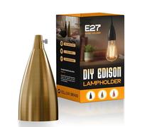 LEDSone Antique Brass E27 Lamp Holder Glossy Vintage Edison Screw Bulb Holder, 4A 250V, DIY Pendant Ceiling Light Socket, Retro Industrial Style, Shiny Black (1 Pack) (1 PC Yellow Brass)