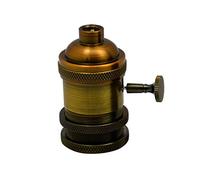 LEDSone Antique Brass E27 Lamp Holder Glossy Vintage Edison Screw Bulb Holder, 4A 250V, DIY Pendant Ceiling Light Socket, Retro Industrial Style, Shiny Black (1 Pack) (1 pc YB)