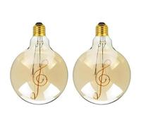 LEDSone Antique Style 4W Edison E27 LED Light Music Bulb Filament Glass Retro Warm White Color Indoor Lamp for Bar Cafe Bed Room (Music - 2 Pack)