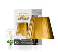 LEDSONE Apricot Stain Pleated Fabric Empire Lampshade 22cm Tapered Drum Light Shade for Floor Lamps or Ceiling Pendant Fixtures with Free A60 LED Bulb Modern Home Lighting