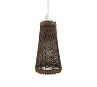 LEDSone Bamboo Rattan Wicker Handmade Lampshade Retro Industrial Ceiling Lighting Shade Hanging Pendant Shade Light Fixture for Kitchen Dining Room (4cm Hole Barrel Cage)