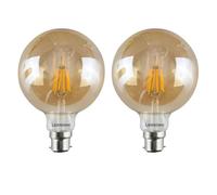 LEDSone Bayonet Vintage LED Bulb,G125 8W B22 Dimmable LED Filament, Warm White 2700K Amber Glass 800lm Light Globe Bulb, Retro Style Old Fashioned Lighting Decorative 2-Pack