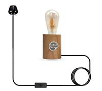 LEDSone Bedside Lamp Wooden Base Desk Lamp, E27 Bulb Holder, 3 Pin UK Plug 2m On/Off Switch Cable with Bulb Table Lamp Warm Ambient Lighting for Bedroom, Living Room & Office, Home Décor Gift