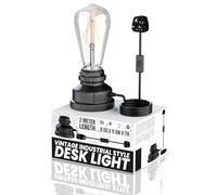 LEDSone Small Desk Lamp with Plug in Cord On/Off Switch Vintage Industrial E27 Dimmable Non Dimmable Bulb Water Pipe Table Lamp with Bulb for Bedside, Stairway Living Room