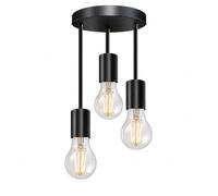 LEDSone Black 3 in 1 Pendant Light E27 Lamp Holders Industrial Hanging Ceiling Light Fitting for Living Room Kitchen Bedroom With 3 Bulbs