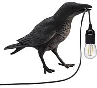 LEDSone Black Birds-Table Lamps Resin Crow-Desk LED Lamp E27 Base Modern Raven Art Deco Bedside Decor Plug-in Cord Table Lamps for Bedroom, Office, College Dorm, Right Black Wall