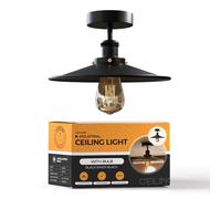 LEDSone Black Ceiling Light Fixture, Industrial Chandeliers Ceiling Lights E27 Base with 22cm Lampshade Metal Semi-Flush Mount LED Lighting for Bedroom,Kitchen, Hallway [Energy Class A]