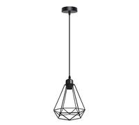 Ledsone Black Geometric Pendant Light With Industrial Metal Cage Design And E27 Socket For Kitchen Dining Room Or Living Room