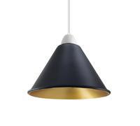 LEDSone Modern Industrial Metal Ceiling Light Shade Easy Fit Pendant Lamp Shade for Living Room, Kitchen, Hallway with Free Reducer Plate (Black Inner Gold)