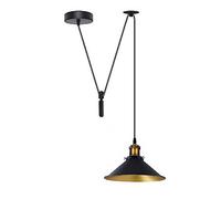 Ledsone Black Gold Interior Single Head Hanging Island Lamp 195Cm Adjustable Cord Bulb Base 60W E27 Industrial Retro Lighting