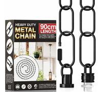LEDSone Black Heavy Duty Metal Chain - 90cm Iron Thread with 10x15mm Links Both-End Carabiners for Pendant Hanging, Safety Barriers, and Outdoor, Indoor & Garden Décor