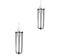 LEDSone Black Industrial Iron Bird Cage Pendant Shade Hanging Light Easy Fit Wire cage Lampshade Metal Basket for Any Pendant Wall Ceiling Lighting (Long Shape Black - 2 Pack)