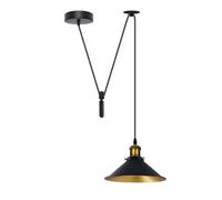 Ledsone Black Inner Gold Single Industrial Retro Pendant Light Adjustable 195Cm Cord E27 Bulb Base 60W