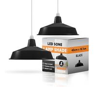 LEDSONE Black Lamp Shade 2 Pack Metal Ceiling Light Shade Easy Fit Light Pendant Modern Ceiling Lighting Shade for Bedroom, Hallway, Office, Café, Industrial Hanging Shade Ceiling Pendant