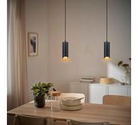 LEDSone Black Pendant Ceiling Light Pair - Modern Hanging Downlights with Gold Inner, Adjustable Drop GU10 Kitchen Island Dining Room Lighting