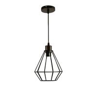 LEDSone Black Pendant Light Fitting, Geometric Cage Style E27 Industrial Metal Basket Shade Pendant Light for Bedroom Living Room Dining Room