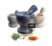 LEDSone Black Pestle And Mortar Spice Herb Crusher, Large Granite Grinder Pastle Tools Durable, Grain Garlic Masher Grinding Bowl Garlic Press Herb Pepper Mixing Pot Kitchen Tool 13.5cm(5.3'')