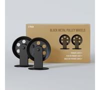 LEDSone Black Pulley Wheels Set of 2 for Plug in Pendant Light, Vintage Wall Ceiling Mount Pulleys for Hanging Lamps, Rustic Industrial Pulleys for Chandelier