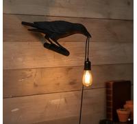LEDSone Black Resin Crow Lamp Wall Light - Raven Wall Light with E27 Bulb Holder, Gothic Decor Resin Sculpture, Vintage Edison Bulb Compatible, Unique Halloween & Home Accent