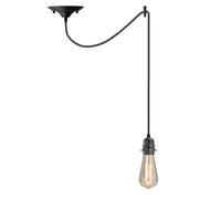 LEDSone Black Vintage E27 Pendant Ceiling Light Fitting - Retro Hanging Lamp Holder with 195cm Adjustable Fabric Cable for Kitchen, Bar, or Home Decor